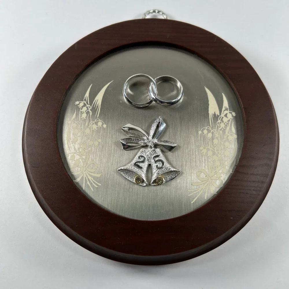 Twenty Fifth Anniversary Wooden Plaque Rings 25th